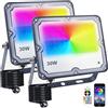Indmird Faretto LED RGB Esterno 30W, Faro LED RGB Esterno IP66 Impermeabile Proiettori LED, Faretti Rgb con Controllo APP Bluetooth e Timer, Luce d'Atmosfera rgb per Festa Natale Giardino Corridoio