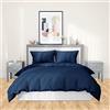 CÔTE DECO Parure da letto in raso a 70 fili, con copripiumino e 2 federe, 240 x 220 cm, colore: blu indaco