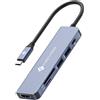 NOVOO Hub USB C Multiporta, 6 in 1 Adattatore USB C a HDMI con 100W PD Carica, HDMI 4K, 2 Porte USB 3.0, Lettore SD/Micro SD, Docking station per MacBook Air/Pro e Altri dispositivi di Type C