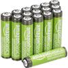 Amazon Basics confezione da 16 batterie ricaricabili AAA NiMH ad alta capacità, 850 mAh, 1,2 V, ricaricabili fino a 500 volte, precaricate