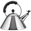 Alessi 9093 B Bollitore con Manico e Fischietto a Uccellino di Design in Acciaio Inox, Nero