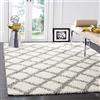 SAFAVIEH Tappeto Shag per Soggiorno, Sala da pranzo, Camera da letto - Dallas Shag Collection, A Pelo Lungo, Avorio e grigio, 91 X 152 cm