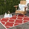 SAFAVIEH Tappeto Geometrico - Soggiorno, Sala da pranzo, Camera da letto - Lavabile in Lavatrice e Antiscivolo - Courtyard Collection, A Pelo Corto, Rosso, 122 X 170 cm