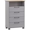 Schildmeyer Jelda - Cassettiera in legno, colore: grigio platino/quercia, 62,4 x 34,1 x 102 cm
