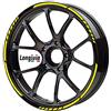 Longivia Adesivi per cerchioni moto, bicicletta, auto, giallo, riflettente, set completo per 2 ruote da 17 pollici e 16 pollici, 18 pollici, 19 pollici, nastro per cerchioni