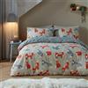 Fusion Snug - Set copripiumino per letto matrimoniale, con volpe foraggiante, spazzolato, colore naturale
