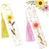 NOCHME Segnalibri A Forma Di Fiore Essiccato Con Nappe In Resina Da Donna, Con Macchie Dorate, 2 Segnalibro Trasparenti Per La Lettura Di Pagine Per Donne E Bambini, margherita