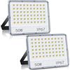 ANNIFUNLY 2 Pezzi Faretto LED 50W, 5000LM Faretto LED da Esterno Super Luminoso, IP67 Impermeabile Faretti Led Esterni, 6500K Bianco Freddo Faro LED Esterno, Fari Led per Cortile, Giardino, Garage