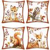 Bonhause Federe per Cuscini Animali Autunnali 45 x 45 cm Copricuscini Decorativi Volpe Gufo Scoiattolo Cervo Velluto Morbido Federa per Cuscino Camera per Bambini Decorazione Set di 4