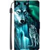 VLQI Compatibile con REALME 8 (Non per Realme 8 5G) Cover Libro Disegno Carina Portafoglio Tasca Carte Custodia in PU Pelle Protettiva Caso Fibbia Magnetica Flip Case - Lupo Blu