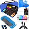 TECHGEAR Switch OLED Accessory Bundle - Case and Screen Protector for Nintendo Switch OLED, Hard Carry Case Cover, Soft Ergo Grip Case, 24 Game Holder, 4x Thumb Grips, 2x Tempered Glass & 2m USB Cable