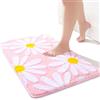 QJHOMO Tappetino da bagno rosa, motivo floreale bianco, 50 x 80 cm, antiscivolo, in morbida microfibra, lavabile in lavatrice, resistente, super assorbente, per la doccia