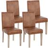 Mendler Set 4X sedie Littau Tessuto per Sala da Pranzo 43x56x90cm Effetto Scamosciato Piedi Color Rovere