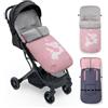 Interbaby Sacco Passeggino Invernale Universale Interbaby | Copri Passeggino Universale Morbida | Sacco Termico per Ovetto Rimovibile, Doppia Apertura, Facile da Lavare, Materiali Anallergici, Unicorno Rosa