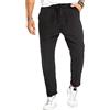 Evoga Pantaloni Uomo in Lino sartoriali Estivi Slim Fit pantalacci Casual Traspirante (48, Blu Scuro)