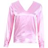 HELVES Camicetta 2023 Fashion Pink Red Satin Camicetta di Seta da Donna Ladies Casual Manica Lunga Vintage Scollo a V Camicie Solide Camicette da Donna da Ufficio Camicie E (Colore : Pink, Size : L)