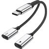 MOGOOD 60W Cavo Splitter USB C, Cavo Splitter di Ricarica Veloce Tipo C con Trasferimento Dati, Adattatore USB C 2 in 1 per iPhone 16/15, Macbook, Laptop, Tablet, Cuffie, Telefono (NON per Monitor)