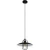 EGLO lampada a sospensione Cregan, 1 | fiamma, vintage, industriale, retro, in acciaio, per tavolo da pranzo e soggiorno, nero, bianco, attacco E27