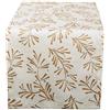 DII 100% Cotone, Lavabile in Lavatrice, Stampato Metallico tovaglia Vacanza - 132,1 x 132,1 cm 4 posti., Metallic Holly Leaves, Table Runner 14x108