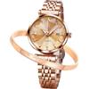 OLEVS Orologi da donna in oro rosa, con diamanti piccoli, in acciaio inox, analogici, al quarzo, con calendario, luminosi, impermeabili, set regalo, 5536: oro, Bracciale