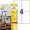 AVERY Etichette permanenti poliestere bianche Avery 105x148 mm - 4 et/foglio - stampanti laser - cf. 20 fogli L4719-20