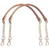 Beaulegan, Manici per borsa da donna, in pelle di microfibra, 60 cm, con catena, confezione da 2 (colore cuoio/oro)