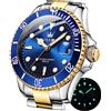 OLEVS Orologi da uomo, classico, data, abito da lavoro, lussuoso, grande quadrante, verde/nero/blu, impermeabile, luminoso, analogico bicolore in acciaio inox orologio da polso da uomo