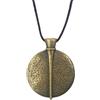 ASTER ALHELÍ Collana Donna Etnica Grande con Medaglione Finitura Bronzo e Cordino in Camoscio Marrone - Collana Lunga Regolabile Stile Boho - Gioielleria Artigianale Idea Regalo (Bronzo)