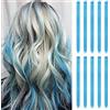 FESHFEN Extension Capelli Colorati Clip - 10 Pezzi Ciocche Capelli Azzurro Colorate Extensions con clip per Carnevale e Feste per Donna, 55 cm