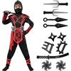 Spooktacular Creations Ninja Dragon Red Costume Outfit Set for Kids Halloween Dress Up Party (Medium ( 8- 10 yrs))