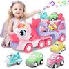 seveclotree Camion Macchinine per Bambini, Giocattoli 5 in 1 pezzi Cars con Suoni e Luci, Regalo per Ragazzi 1 2 3 Anni