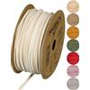 Halbach Seidenbänder Cinturino in pelle vegano, larghezza 3 mm, lunghezza 20 m, corda in pelle sintetica per la produzione di braccialetti, 100% similpelle vegana, per fai da te, colore: beige