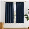 PONY DANCE Tende Oscuranti per Interni Corte 2 Pezzi Tenda Termica Isolante con Fettuccia Casa Finestre Curtains Decorazione Cameretta Bimba 140x175 CM, Blu Scuro