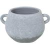 DRW Vaso con manici da tavolo in ceramica in grigio spugna 25 x 30 x 19 cm, bocca 17,5 cm
