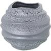 DRW Vaso da tavolo in ceramica in grigio craquelé e argento 26 x 23 cm, bocca 14 x 14 cm