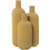 DRW Vaso Tripla Bottiglia di Ceramica in Giallo Texture Sabbia 16x16x30cm
