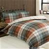 Rapport Home Rapport Lomond a Quadri Set Copripiumino in 100% Cotone Spazzolato, Terracotta, King