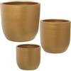 DRW Set di 3 vasi in ceramica in marrone chiaro 29 x 28, 22 x 22 e 17 x 16 cm