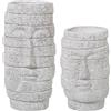 DRW Set di 2 vasi con facce in ceramica effetto granito 13x30 e 13x22cm