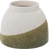 DRW Vaso da tavolo in Ceramica in Beige e Verde Texture Sabbia 17x14cm, Bocca 9 cm