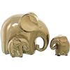 DRW Set di 3 figure di elefanti in ceramica in oro 16 x 9 x 14, 7 x 4 x 7 e 7 x 4 x 7 cm
