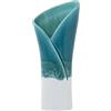 DRW Vaso in ceramica in blu petrolio e bianco lucido 15 x 10 x 36 cm, base 10 x 5,5 cm