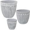 DRW Set di 3 vasi rotondi in ceramica in grigio consumato 18 x 17, 24 x 22 e 30 x 27 cm