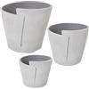 DRW Set di 3 vasi in ceramica in bianco e grigio sabbia, 30 x 27, 24 x 22 e 19 x 17 cm