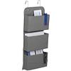 Relaxdays Organizer da Parete, 3 Scomparti, per Porta e Muro, Portaoggetti con Ganci da Appendere, 75x31x10 cm, Grigio