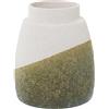 DRW Vaso da tavolo in ceramica in beige e verde texture sabbia 16 x 20 cm, bocca 9 cm
