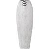 DRW Vaso da pavimento in ceramica bianco a righe e cordon marrone 20 x 24 x 62 cm, bocca 11,5 x 13 cm