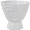DRW Vaso con volto in ceramica in bianco lucido 22x20cm