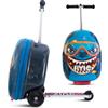 FLYTE, valigia pieghevole monopattino per bambini, rigida, con ruote, 2 in 1, 18 pollici (45,7 cm), capacità 25 litri, Stormy lo Squalo