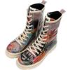 DOGO Femme Cuir Vegan Multicolore Bottes longues à glissière - Bottes de Mode Décontractées Confortables Faites à la Main, Stories to Tell Motif